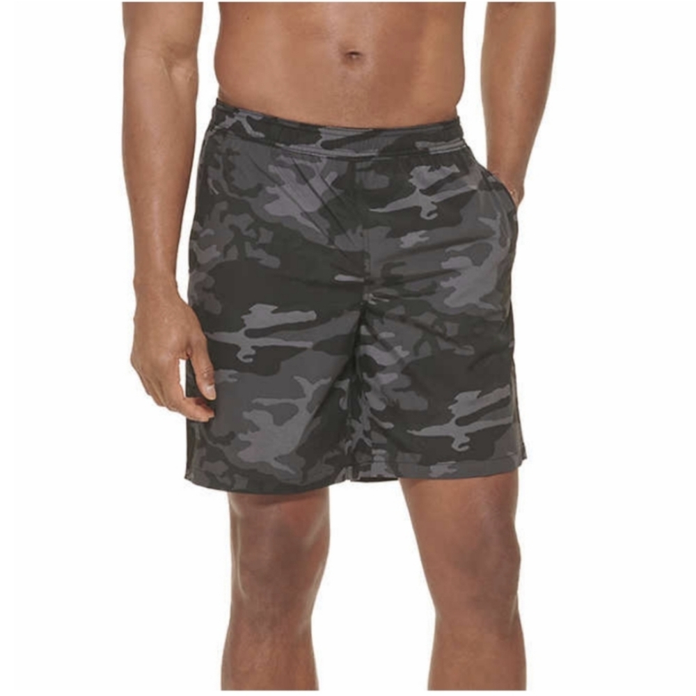 NWT Kirkland Signature Men's L Gray Camo Swim Trunks